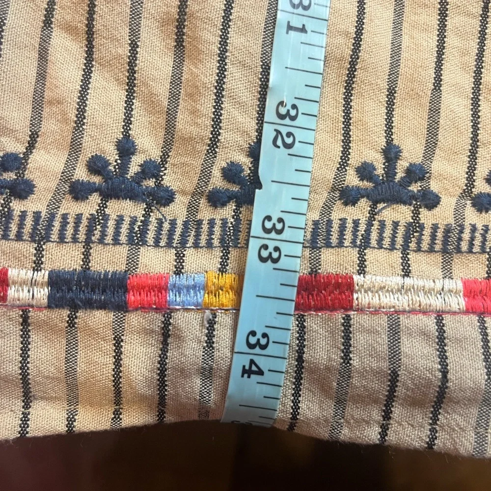 Embroidered striped shift dress tunic length tan casual THML size Large casual - Picture 4 of 10